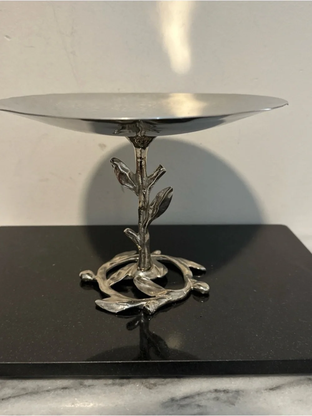 Michael Aram Silver Leaf Pedestal Fruit Bowl - Elegant Home Dining Server